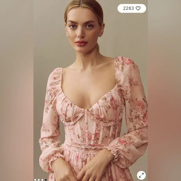 V. Chapman Pink Floral Maxi Dress - Picture 3 of 5